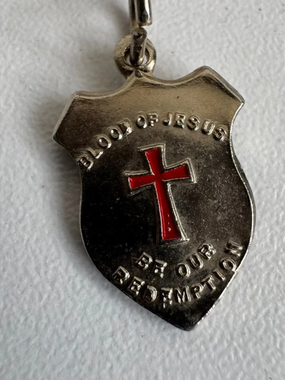 Vintage Red Glass Rosary Blood of Jesus Cross Medal Exodus 12:13 Prayer Beads